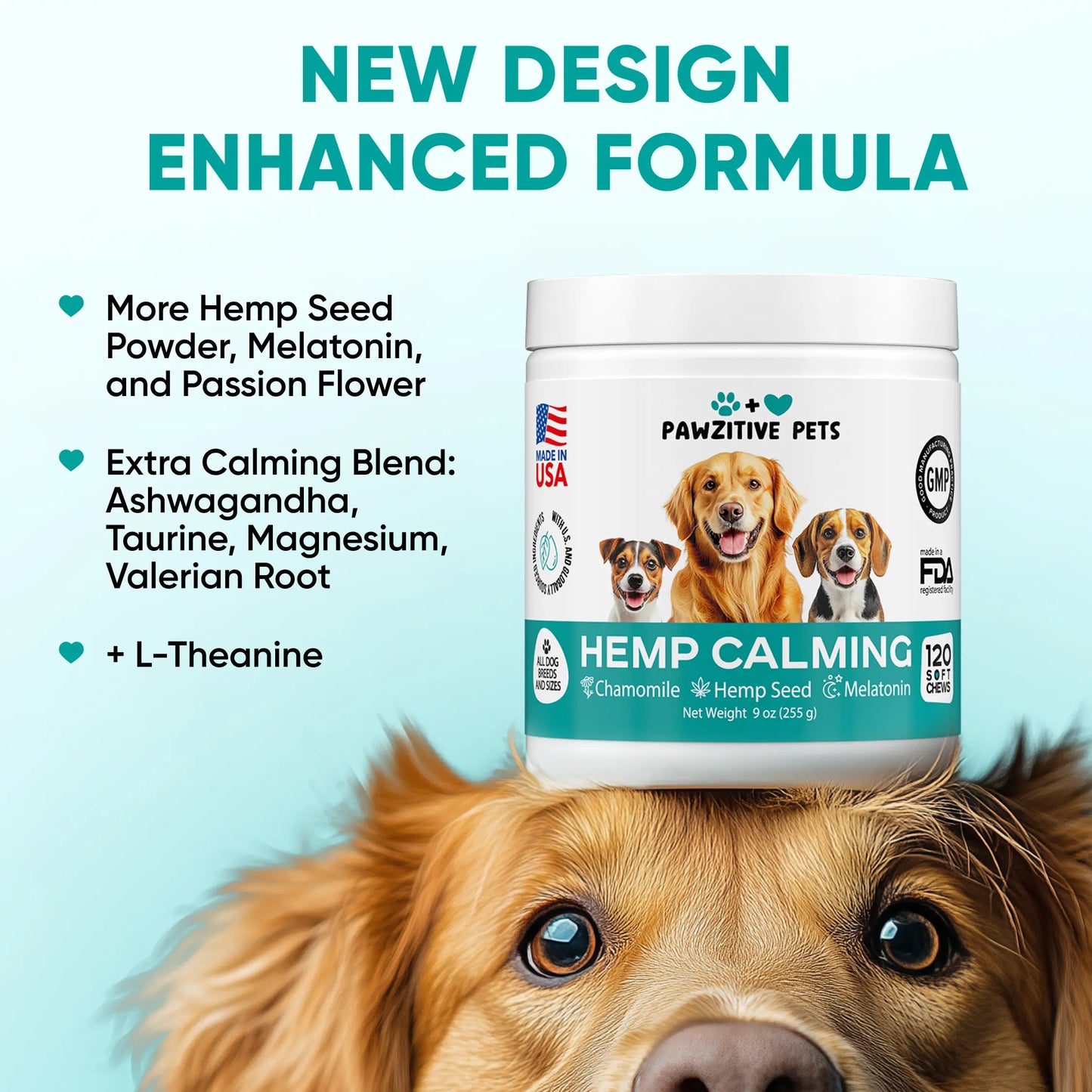 Hemp Calming Chews for Dogs - Dog Calming Chews for Anxiety Relief, Stress, Separation, Fireworks, Thunder, Travel, Vet Visits - USA Product - 120 Soft Treats with Melatonin, Chamomile, Passion Flower