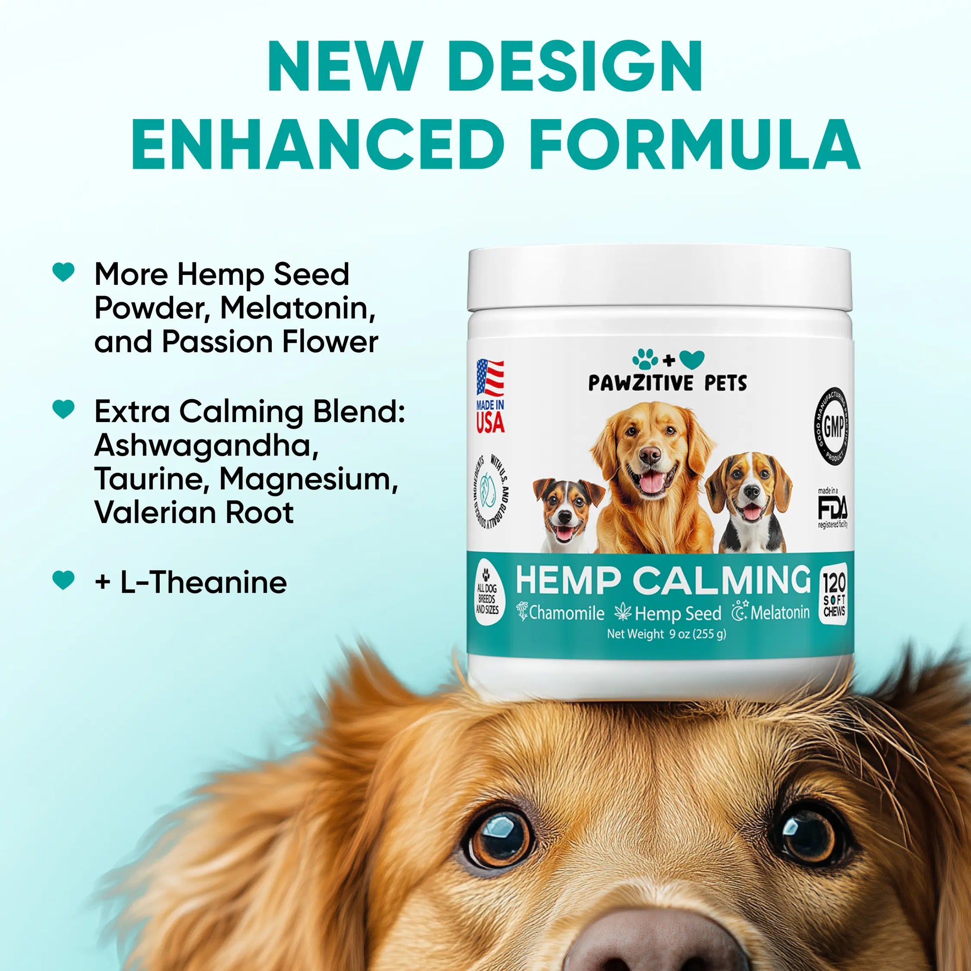 Hemp Calming Chews for Dogs - Dog Calming Chews for Anxiety Relief, Stress, Separation, Fireworks, Thunder, Travel, Vet Visits - USA Product - 120 Soft Treats with Melatonin, Chamomile, Passion Flower